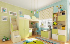 Детская комната Эппл (Зеленый/Белый/корпус Клен) в Иланском - ilanskij.katalogmebeli.com | фото 2