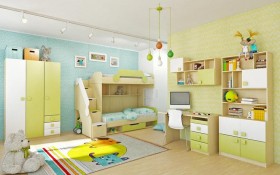Детская комната Эппл (Зеленый/Белый/корпус Клен) в Иланском - ilanskij.katalogmebeli.com | фото 3