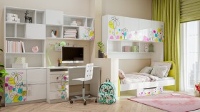 Детская комната Флер (Белый/корпус Выбеленное дерево) в Иланском - ilanskij.katalogmebeli.com | фото 2