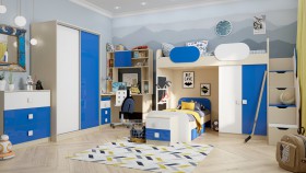 Детская комната Скай Люкс (Синий/Белый/корпус Клен) в Иланском - ilanskij.katalogmebeli.com | фото 5