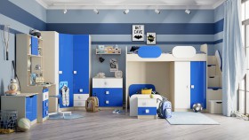 Детская комната Скай Люкс (Синий/Белый/корпус Клен) в Иланском - ilanskij.katalogmebeli.com | фото 7