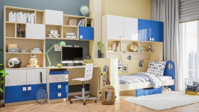 Детская комната Скай Люкс (Синий/Белый/корпус Клен) в Иланском - ilanskij.katalogmebeli.com | фото 9