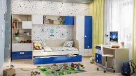 Диван-кровать Скай люкс (Синий/Белый/корпус Клен) в Иланском - ilanskij.katalogmebeli.com | фото 2