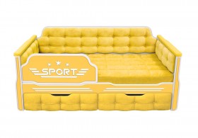 Кровать 160 серии Спорт 2 ящика 74 Жёлтый (мягкие боковые накладки) в Иланском - ilanskij.katalogmebeli.com | фото