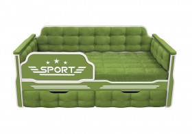 Кровать 160 серии Спорт 2 ящика 76 Зелёный (мягкие боковые накладки) в Иланском - ilanskij.katalogmebeli.com | фото