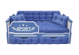 Кровать 160 серии Спорт 2 ящика 85 Синий (подушки) в Иланском - ilanskij.katalogmebeli.com | фото 1