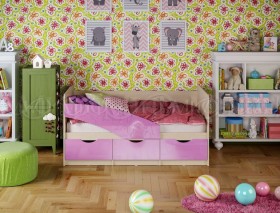 Кровать Бабочки 1,6м (Сиреневый металлик) в Иланском - ilanskij.katalogmebeli.com | фото 1