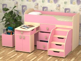 Кровать детская Фея 1.6 Дуб молочный/Розовый в Иланском - ilanskij.katalogmebeli.com | фото