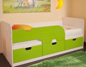 Кровать детская Минима 1,86м с ящиками (дуб атланта/лайм глянец) в Иланском - ilanskij.katalogmebeli.com | фото