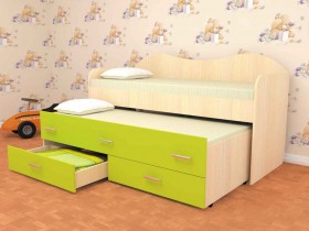 Кровать детская Нимфа двухместная 2.0 Дуб молочный/Лайм в Иланском - ilanskij.katalogmebeli.com | фото