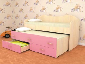 Кровать детская Нимфа двухместная 2.0 Дуб молочный/Розовый в Иланском - ilanskij.katalogmebeli.com | фото