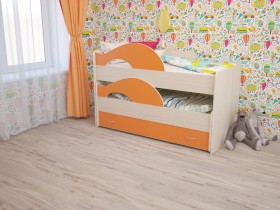Кровать детская Радуга 1600 Млечный дуб/Оранжевый в Иланском - ilanskij.katalogmebeli.com | фото