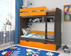 Кровать двухъярусная Юниор-5  Бодего/Оранжевый в Иланском - ilanskij.katalogmebeli.com | фото