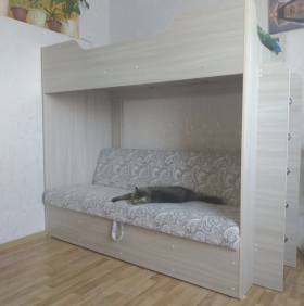 Кровать двухъярусная с диваном (Беленый дуб) в Иланском - ilanskij.katalogmebeli.com | фото