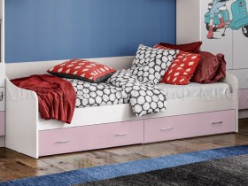 Кровать Fashion-1 Вега 0,9 м (Белый/Розовый) в Иланском - ilanskij.katalogmebeli.com | фото