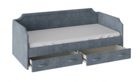 Кровать с мягкой обивкой и ящиками «Кантри» Тип 1 (900) (Замша синяя) в Иланском - ilanskij.katalogmebeli.com | фото 2