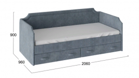 Кровать с мягкой обивкой и ящиками «Кантри» Тип 1 (900) (Замша синяя) в Иланском - ilanskij.katalogmebeli.com | фото 3
