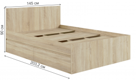 Кровать с ящиками К1.4М Мадера Сонома в Иланском - ilanskij.katalogmebeli.com | фото 2