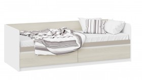 Кровать «Сканди» с 2 ящиками Дуб Гарден/Белый/Глиняный серый в Иланском - ilanskij.katalogmebeli.com | фото
