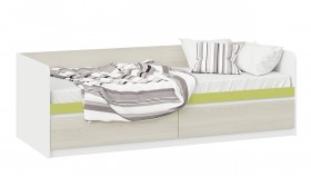 Кровать «Сканди» с 2 ящиками Дуб Гарден/Белый/Зеленый в Иланском - ilanskij.katalogmebeli.com | фото