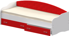 Кровать Софа-7 с мягкой спинкой (800х1900) Белый/Красный в Иланском - ilanskij.katalogmebeli.com | фото