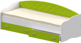 Кровать Софа-7 с мягкой спинкой (800х1900) Белый/Лайм в Иланском - ilanskij.katalogmebeli.com | фото