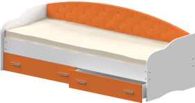 Кровать Софа-7 с мягкой спинкой (800х1900) Белый/Оранжевый в Иланском - ilanskij.katalogmebeli.com | фото