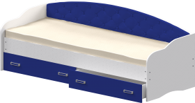 Кровать Софа-7 с мягкой спинкой (800х1900) Белый/Синий в Иланском - ilanskij.katalogmebeli.com | фото