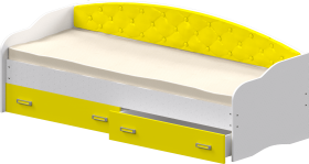 Кровать Софа-8 с мягкой спинкой (900х1900) Белый/Желтый в Иланском - ilanskij.katalogmebeli.com | фото