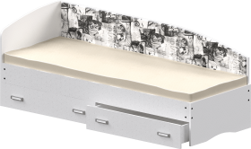 Кровать Софа-9 с мягкой спинкой с рисунком Милана (900х1900) Белый в Иланском - ilanskij.katalogmebeli.com | фото