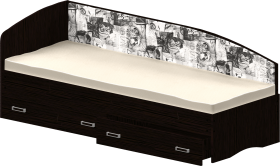 Кровать Софа-9 с мягкой спинкой с рисунком Милана (900х1900) Венге в Иланском - ilanskij.katalogmebeli.com | фото