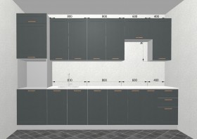 Кухня Квадро 3,2 м (высокие модули/Железо/Серый) в Иланском - ilanskij.katalogmebeli.com | фото 3