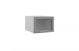 Квадро ГПГС 500 шкаф верхний горизонтальный глубокий со стеклом (Белый софт/корпус Серый) в Иланском - ilanskij.katalogmebeli.com | фото