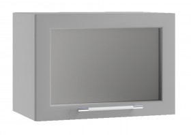 Квадро ПГС 500 шкаф верхний горизонтальный со стеклом (Белый софт/корпус Серый) в Иланском - ilanskij.katalogmebeli.com | фото