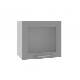 Квадро ВПГС 500 шкаф верхний горизонтальный со стеклом высокий (Белый софт/корпус Серый) в Иланском - ilanskij.katalogmebeli.com | фото