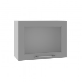 Квадро ВПГС 600 шкаф верхний горизонтальный со стеклом высокий (Белый софт/корпус Серый) в Иланском - ilanskij.katalogmebeli.com | фото