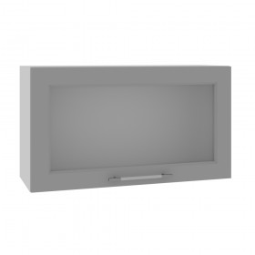 Квадро ВПГС 800 шкаф верхний горизонтальный со стеклом высокий (Белый софт/корпус Серый) в Иланском - ilanskij.katalogmebeli.com | фото