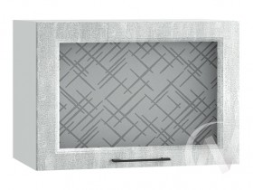 Либерти Шкаф верхний горизонтальный со стеклом ШВГС 609 (Холст натуральный/корпус белый) в Иланском - ilanskij.katalogmebeli.com | фото