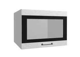 Лофт ВПГСФ 600 шкаф верхний горизонтальный со стеклом высокий с фотопечатью (Штукатурка белая/корпус Серый) в Иланском - ilanskij.katalogmebeli.com | фото