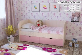 Мальвина Кровать детская 2 ящика 1.8 Розовыйй глянец в Иланском - ilanskij.katalogmebeli.com | фото