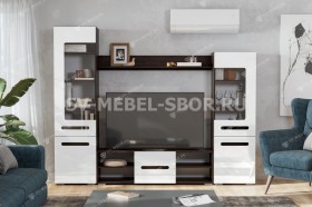 Мебель для гостиной МГС 6 (Исполнение 1/Венге/Белый глянец) в Иланском - ilanskij.katalogmebeli.com | фото