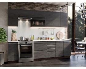 Модульная кухня Бруклин 2,8 м (Бетон черный/Венге) в Иланском - ilanskij.katalogmebeli.com | фото