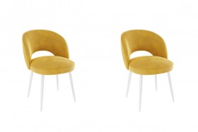 Набор стульев Моли 2 шт (жёлтый велюр/белый) в Иланском - ilanskij.katalogmebeli.com | фото