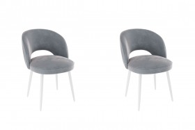 Набор стульев Моли 2 шт (серый велюр/белый) в Иланском - ilanskij.katalogmebeli.com | фото 1
