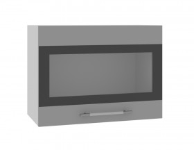 Ройс ВПГСФ 600 Шкаф верхний горизонтальный со стеклом с фотопечатью высокий (Грей софт/корпус Серый) в Иланском - ilanskij.katalogmebeli.com | фото