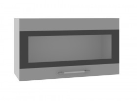 Ройс ВПГСФ 800 Шкаф верхний горизонтальный со стеклом с фотопечатью высокий (Белый софт/корпус Серый) в Иланском - ilanskij.katalogmebeli.com | фото