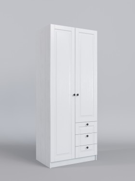 Шкаф 2-х створчатый с ящиками Классика (Белый/корпус Выбеленное дерево) в Иланском - ilanskij.katalogmebeli.com | фото