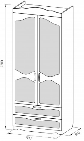 Шкаф 2-х створчатый с ящиками серии Иллюзия 32 Фиолетовый в Иланском - ilanskij.katalogmebeli.com | фото 2