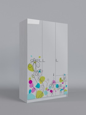 Шкаф 3-х створчатый с ящиками Флёр (Белый/корпус Выбеленное дерево) в Иланском - ilanskij.katalogmebeli.com | фото