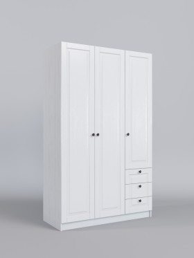 Шкаф 3-х створчатый с ящиками Классика (Белый/корпус Выбеленное дерево) в Иланском - ilanskij.katalogmebeli.com | фото